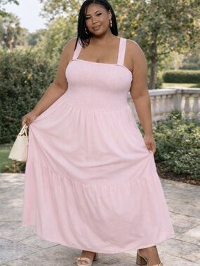 Marshalls Light Pink Smocked Maxi Dress with Wide Straps